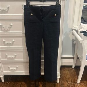 Chic Navy Textured Pants with Gold Button Accents - j.crew